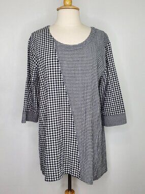 HABITAT Black White Gingham A-Line Artsy Quirky Top Size M